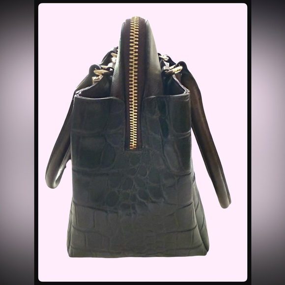 ANTONIO MELANI Black Leather Croc-Embossed Tote Bag NWOT - Picture 8 of 13